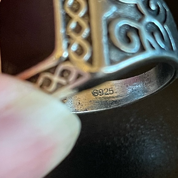 S925 sterling silver natural obsidian ring size 8 - Picture 8 of 8